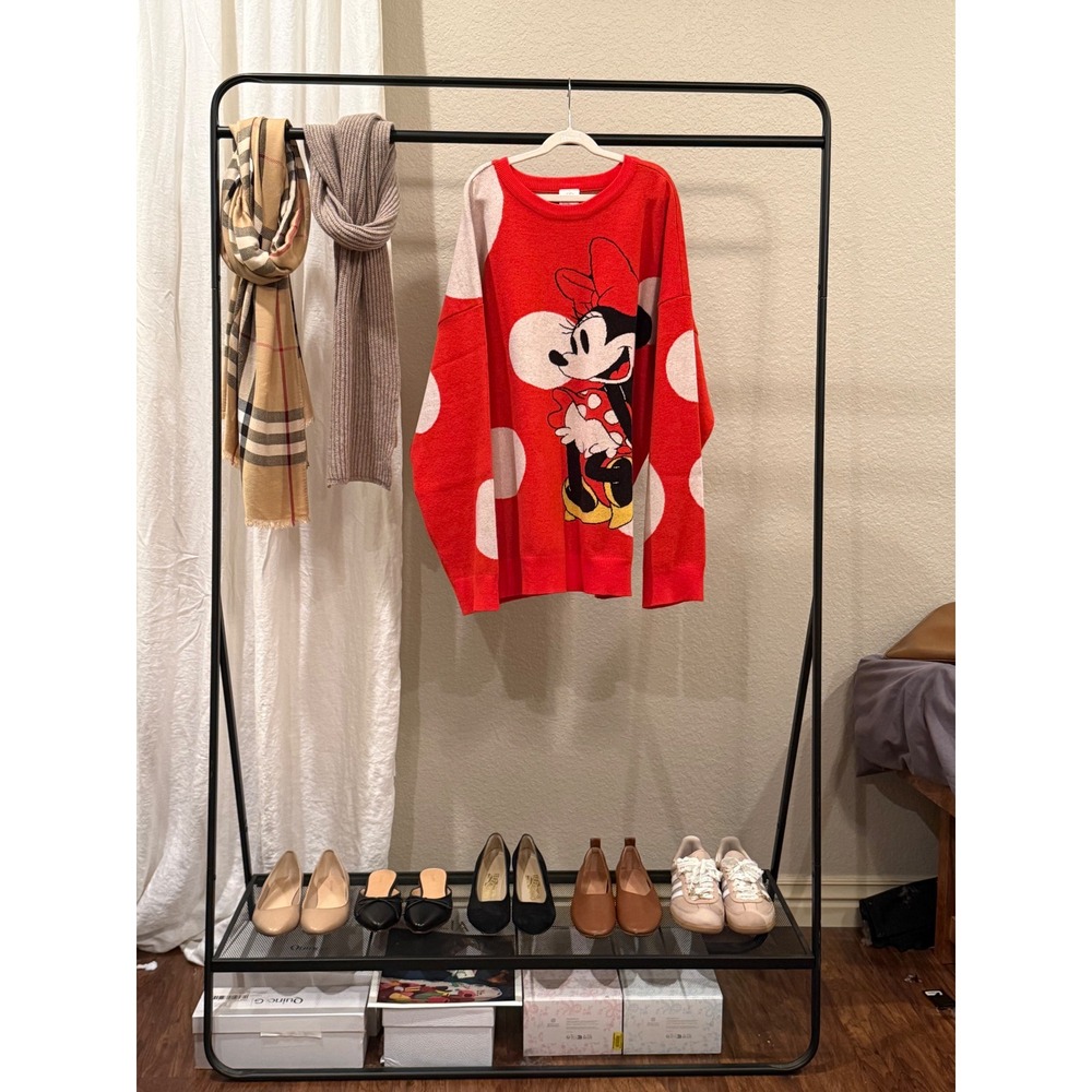 Disney Parks Minnie Mouse Red Polka Dot Oversized Knit Sweater XL New